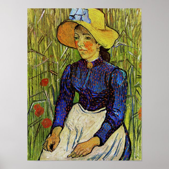 Poster Vincent van Gogh - Camponesa com Chapéu de Palha (Frente)