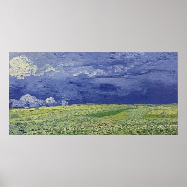 Póster Vincent van Gogh | Campos de rodas em Thundercloud (Frente)