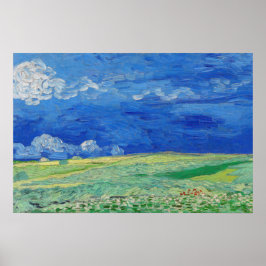 Poster Vincent van Gogh - Campos de rodas sob as nuvens d