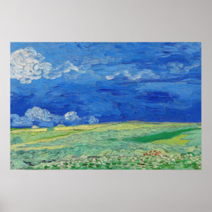 Poster Vincent van Gogh - Campos de rodas sob as nuvens d
