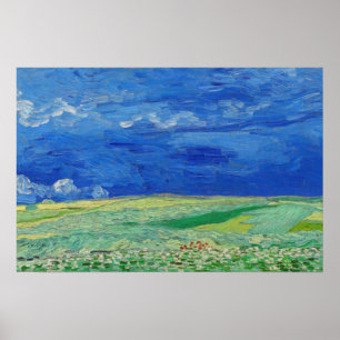 Poster Vincent van Gogh - Campos de rodas sob as nuvens d