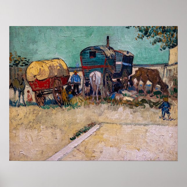 Poster Vincent Van Gogh - Caravanas, Acampamento Cigano p (Frente)