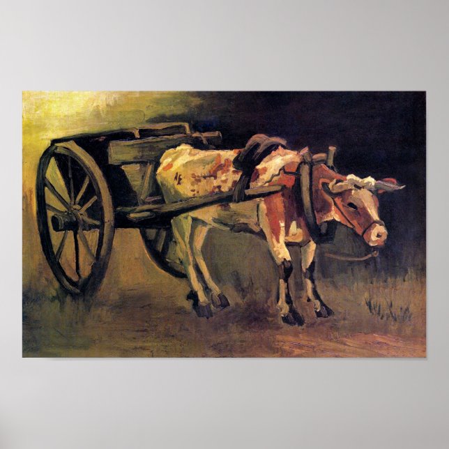 Póster Vincent Van Gogh - Carroça Com Boi Vermelho E Bran (Frente)