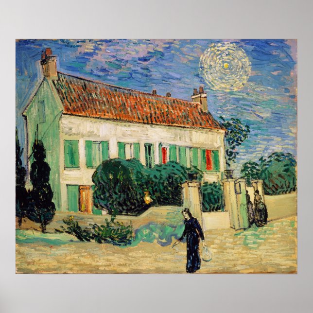 Póster Vincent van Gogh | Casa Branca à Noite, 1890 (Frente)