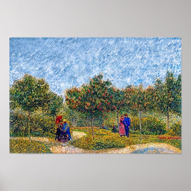 Póster Vincent Van Gogh - Casais Cortejando no Parque (Frente)