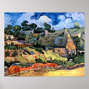 Póster Vincent van Gogh - casas de campo Thatched em
