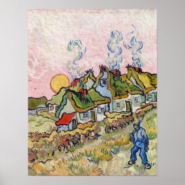 Poster Vincent van Gogh - Casas e Figura (Frente)