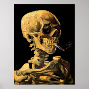 Poster Vincent Van Gogh - Caveira Com Cigarro Aceso