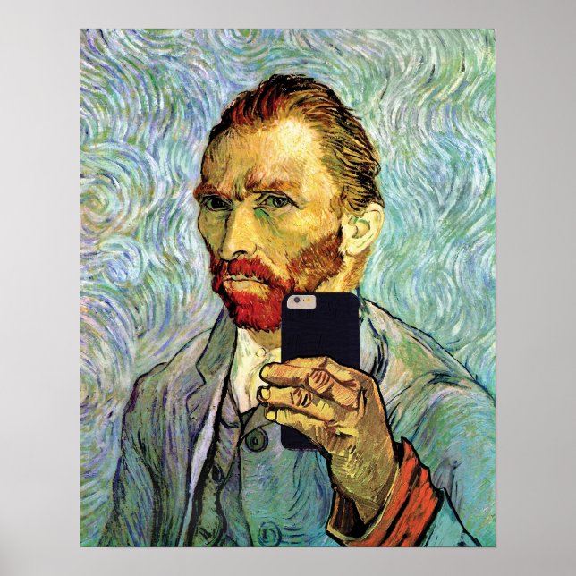 Póster Vincent Van Gogh Cellphone Selfie autorretrato (Frente)