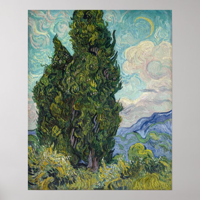 Poster Vincent van Gogh - Ciprestes (Frente)