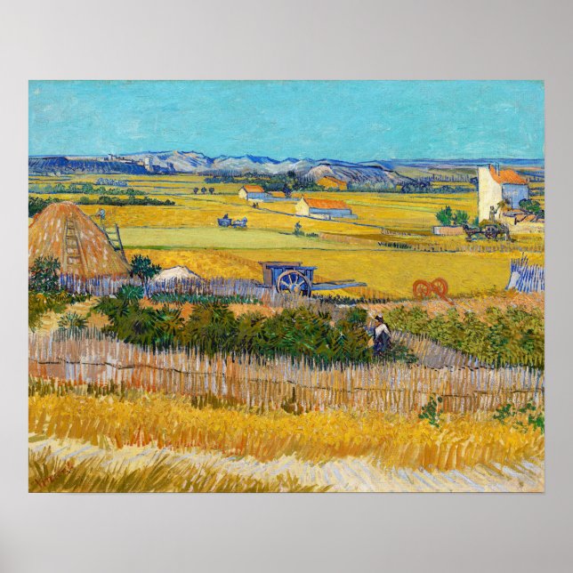 Poster Vincent van Gogh - Colheita em La Crau (Frente)