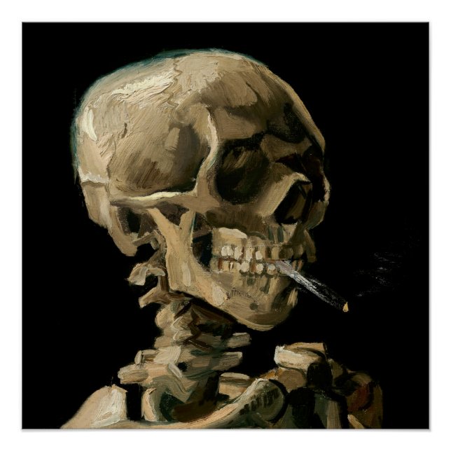 Póster Vincent van Gogh - Crânio com cigarro queimado (Frente)