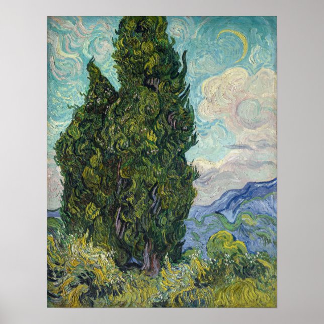 Poster Vincent van Gogh - Cyprestes (Frente)