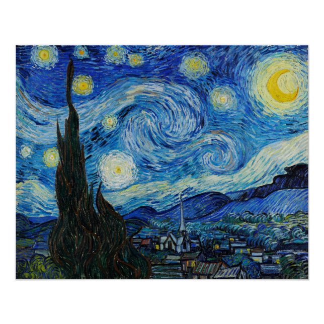 Póster Vincent Van Gogh é a Noite Estrelada (Frente)