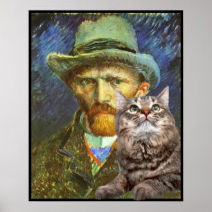 Póster Vincent van Gogh e seu gato