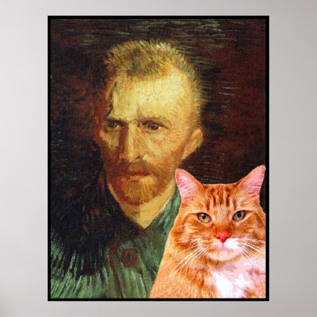 Poster Vincent van Gogh e seu gato de mesa vermelho (Frente)