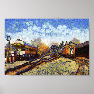 Poster Vincent van Gogh, estação de caminhos-de-ferro
