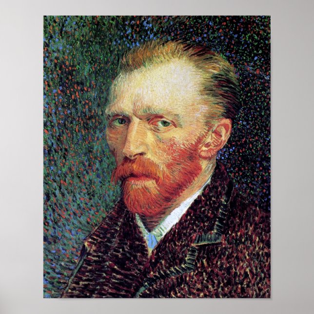 Póster Vincent Van Gogh - Estilo de Pointilismo Autoretra (Frente)