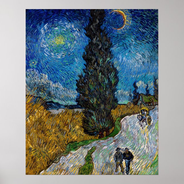 Poster Vincent van Gogh - Estrada com Cipreste e Estrela (Frente)