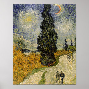 Póster Vincent van Gogh  Estrada com Ciprestes, 1890