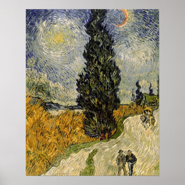 Poster Vincent van Gogh | Estrada com ciprestes, 1890 (Frente)