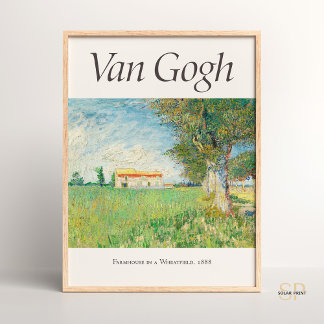 Poster Vincent van Gogh Farmhouse em uma Arte de Wheatfie