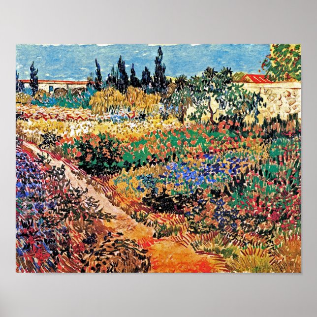 Póster Vincent Van Gogh - Florescendo Jardim com Caminho (Frente)