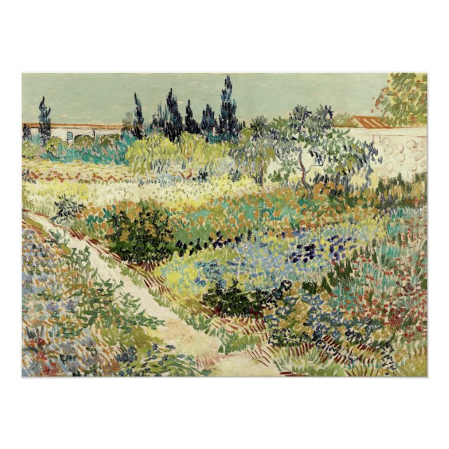 Póster Vincent Van Gogh Garden em Arles 1888 (Frente)
