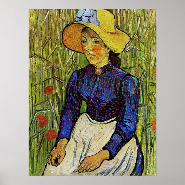 Poster Vincent van Gogh - Garota camponesa com chapéu de  (Frente)