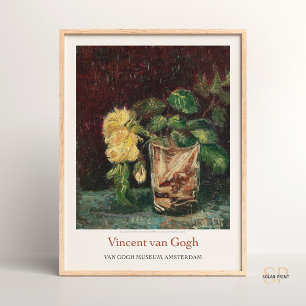 Poster Vincent van Gogh Glass with Yellow Roses Art Impre