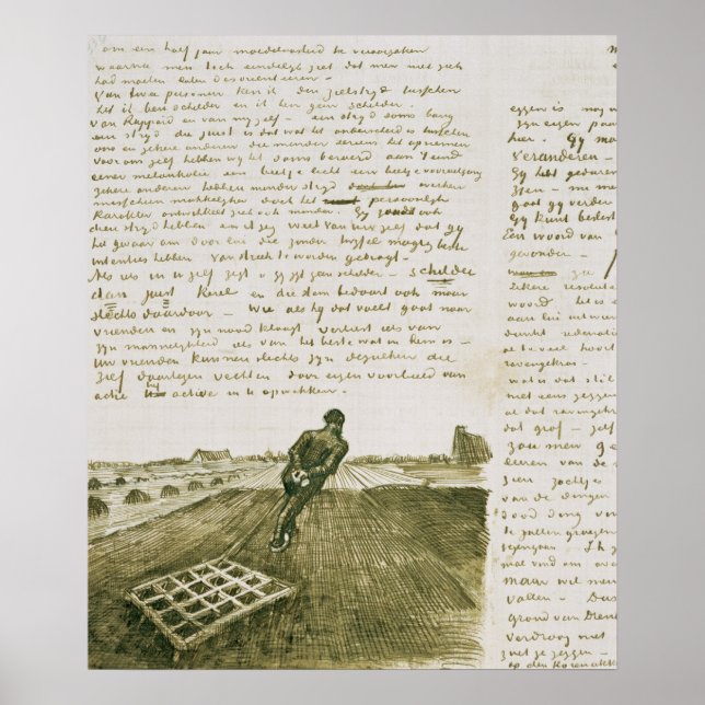 Póster Vincent van Gogh | Homem puxando uma cruz (Frente)