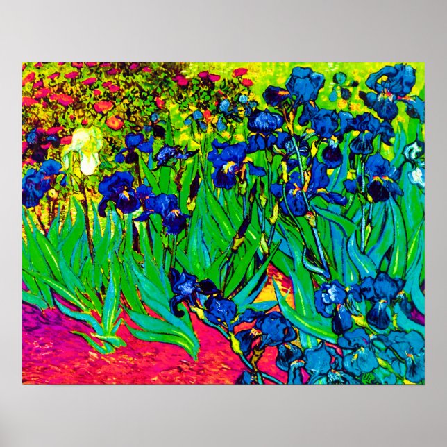 Póster Vincent Van Gogh - Íris - Amante de Flores Pop Art (Frente)