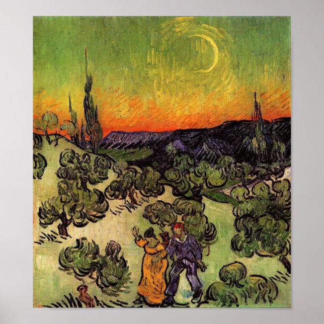 Póster Vincent Van Gogh Moonlit Landscape (Frente)