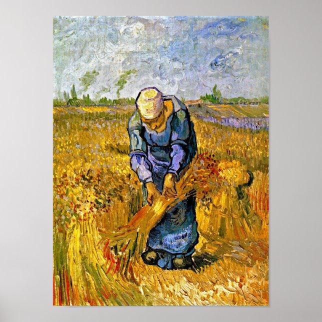 Poster Vincent Van Gogh - Mulher Camponesa Vinculando She (Frente)
