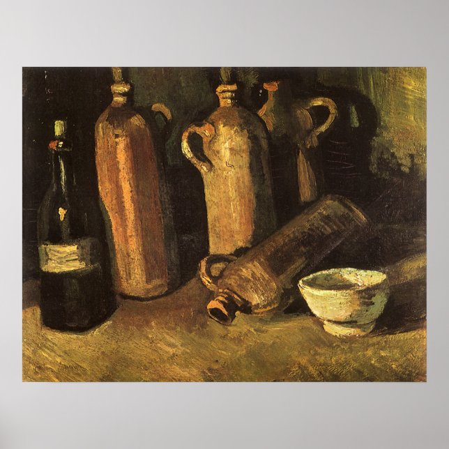Póster Vincent van Gogh - Natureza Morta com 4 Garrafas d (Frente)