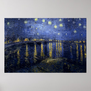 Póster Vincent van Gogh - noite estrelado sobre o Rhone