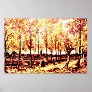 Póster Vincent van Gogh - os álamos em Nuenen 2