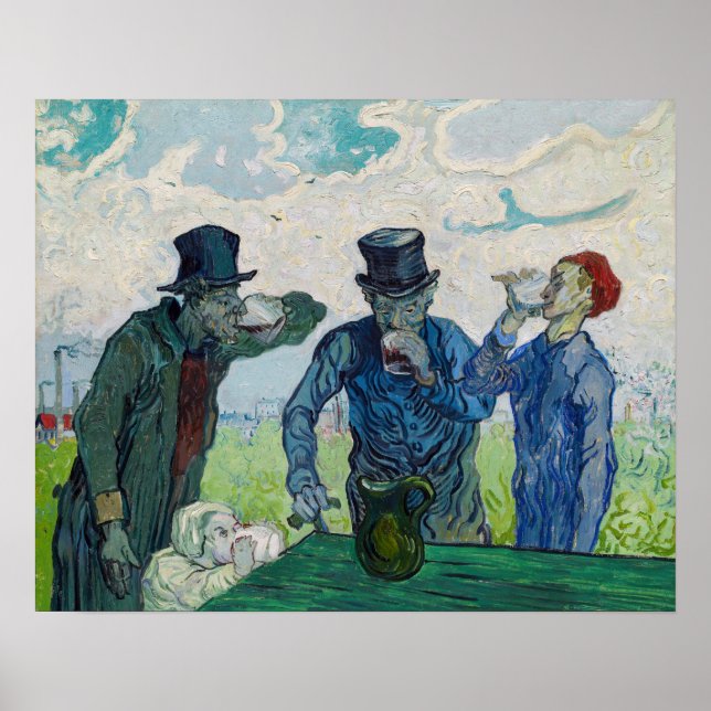 Poster Vincent van Gogh - Os Bebidas, depois de Daumier (Frente)