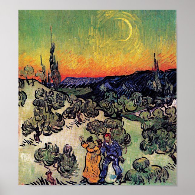 Poster Vincent Van Gogh - Paisagem Com Belas Artes Casais (Frente)