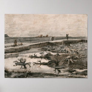 Póster Vincent van Gogh - paisagem com troncos do pântan