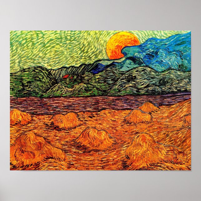 Poster Vincent Van Gogh - Paisagem Noturna com Lua Nascen (Frente)