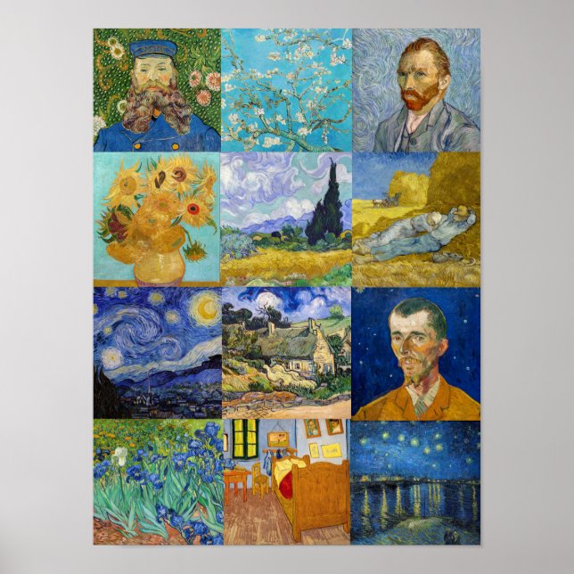 Poster Vincent Van Gogh - Patchwork de Obras-Primas (Frente)