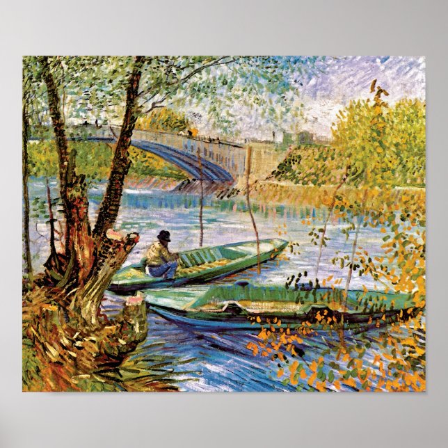 Póster Vincent Van Gogh - Pesca Na Primavera Fine Art (Frente)