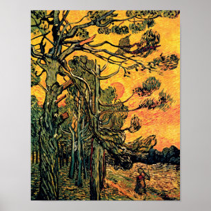 Póster Vincent van Gogh - pinheiros contra um céu