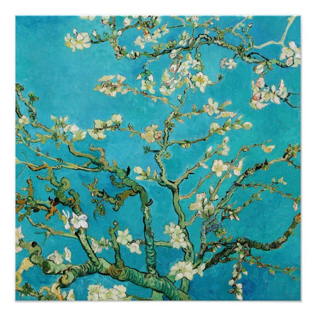 Póster Vincent Van Gogh pintando Flores de Amendoeira (Frente)