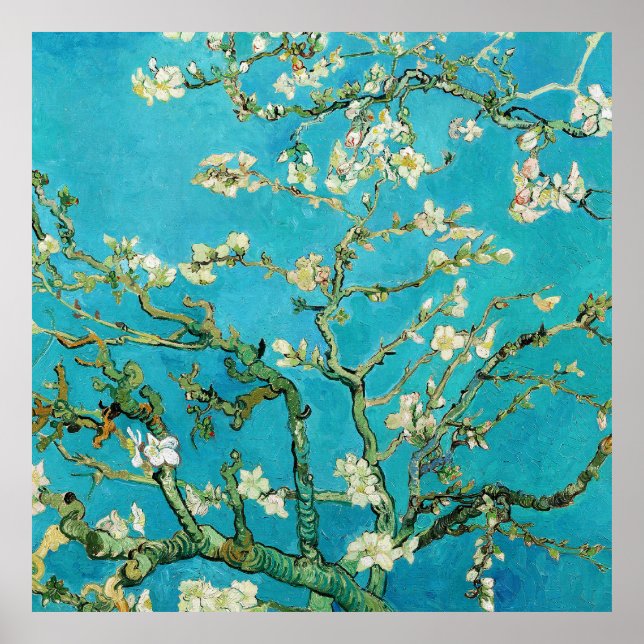Poster Vincent Van Gogh pintando Flores de Amendoeira (Frente)