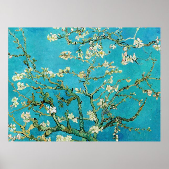 Poster Vincent Van Gogh pintando Flores de Amendoeira (Frente)