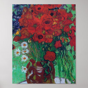 Poster Vincent Van Gogh - Poppies vermelhos e margaridas