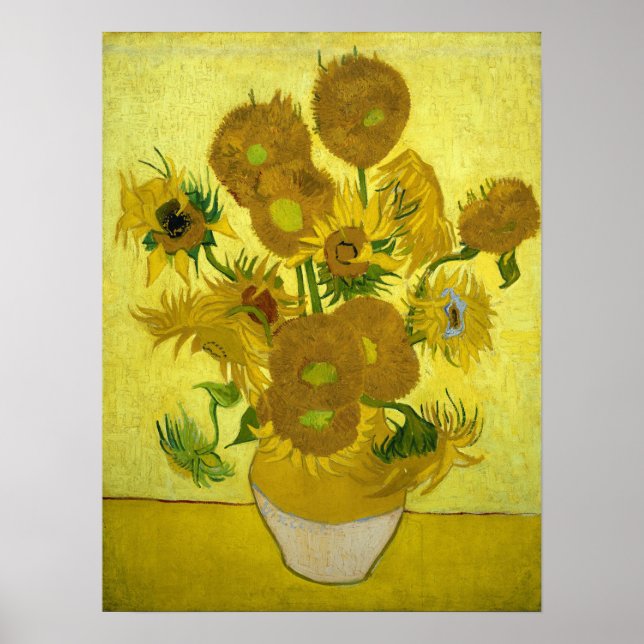 Poster Vincent Van Gogh Quinze Girassóis Em Um Vaso (Frente)