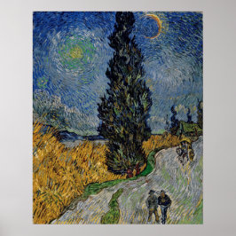 Poster Vincent Van Gogh Road com a Cypress & Star Paintin